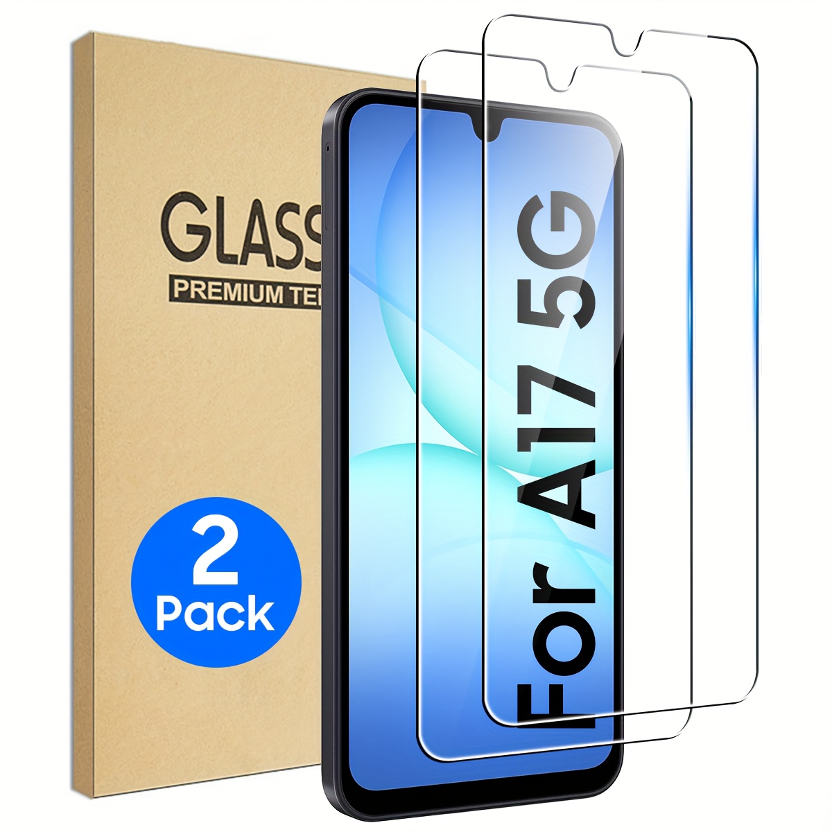 E-shop 2er-Pack Panzerglas-Displayschutzfolie für for Galaxy A17 5G, blasenfrei, HD-klar, hüllenfreundlich, stoßfest, kratzfest, nahtlose Passform,