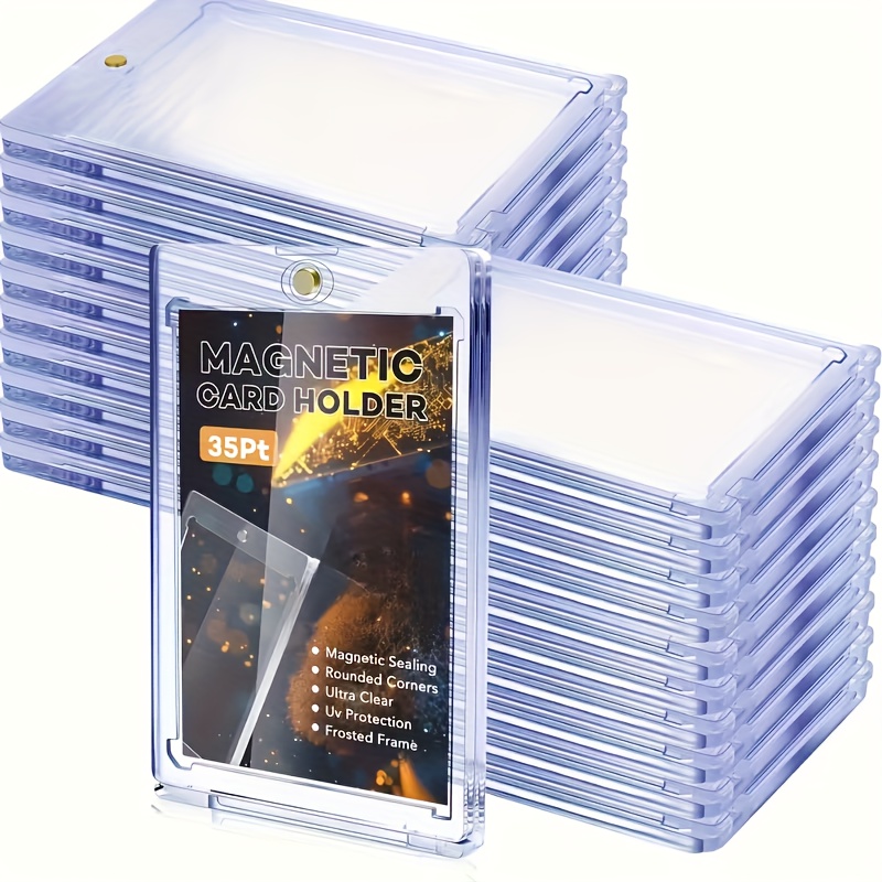 Image of 16-slot Magnetic Card Holder 35pt Card -v Protective Hard Plastic Box, Suitable For Displaying Sports Baseball And Football Game Cards