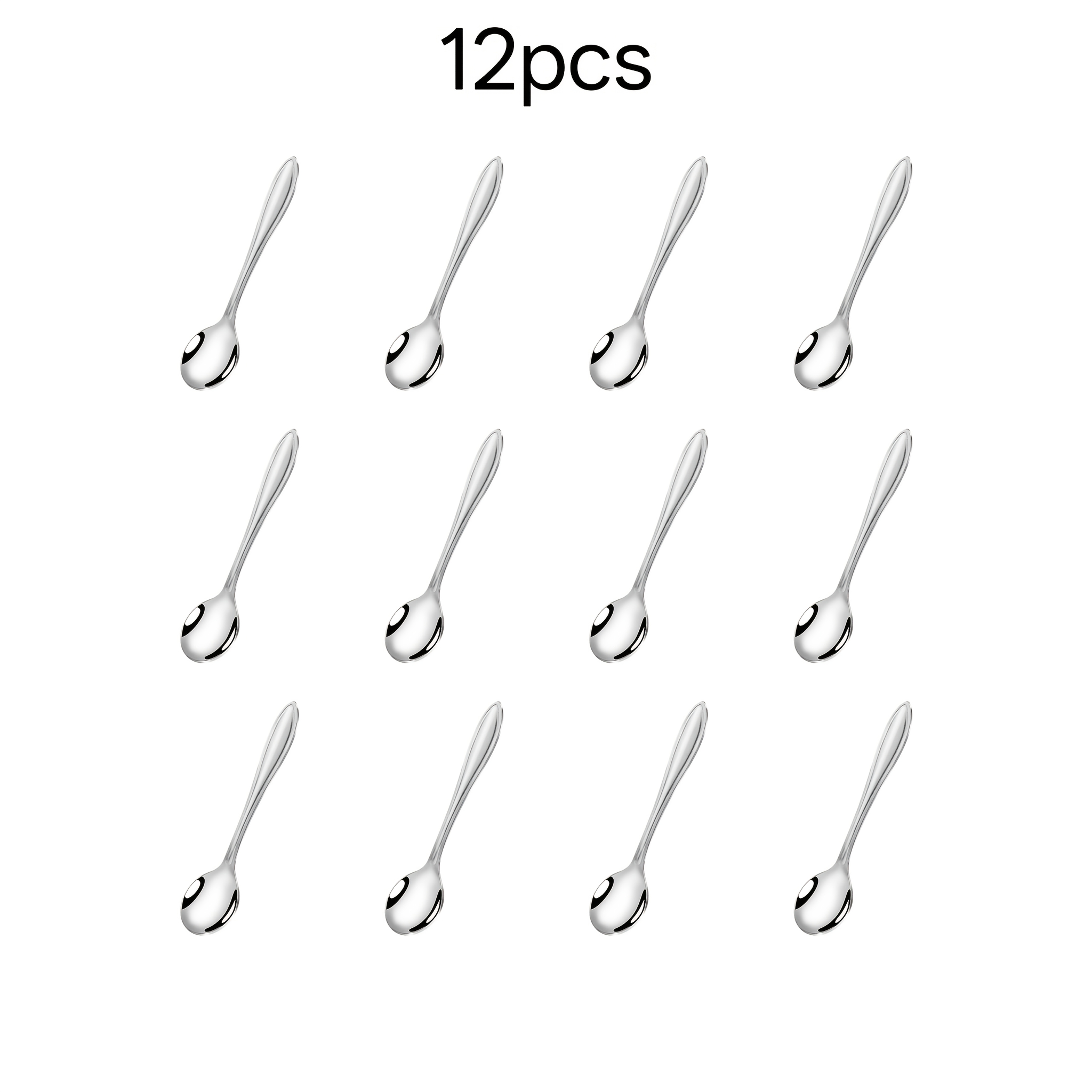 TEMU 8pcs/12pcs Stainless Steel Mini Spoons Coffee Stirring Spoon Small Teaspoon For Dessert Condiment Powder