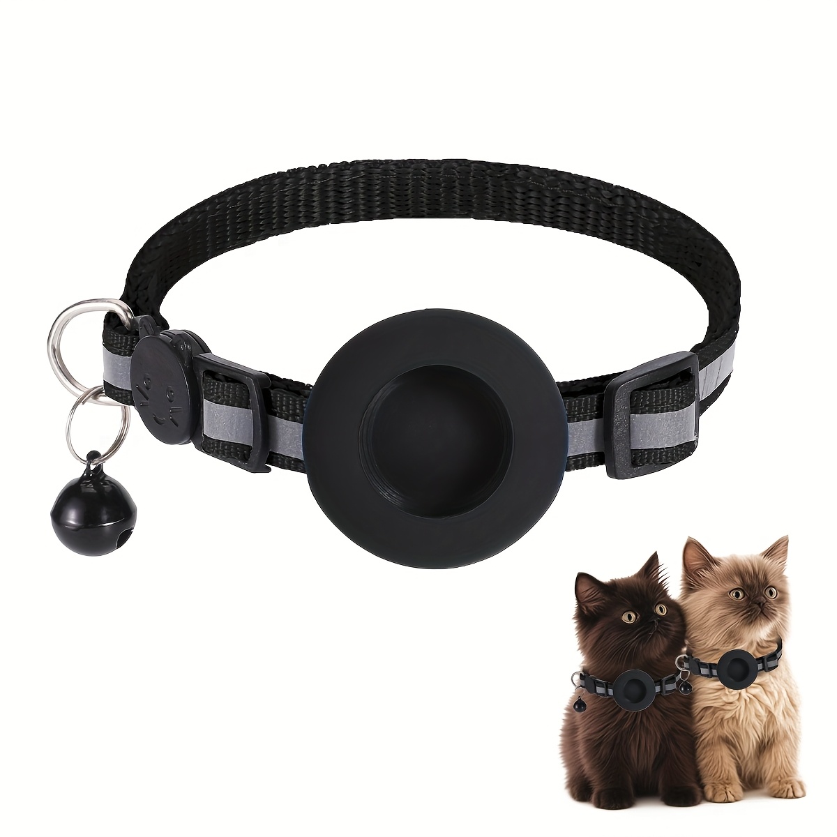 E-shop 1 Stück Abnehmbarer Airtag-Halter Katzenhalsband, Verstellbares Reflektierendes Halsband, Zubehör für Sichere Reisen von Kätzchen