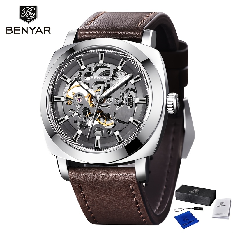 E-shop BENYAR Herrenuhr Junior Herren/Damen/Studenten Automatische Mechanische Uhr Skelett Leuchtende Mode Freizeit Armbanduhr Geschenk Option, Ohne