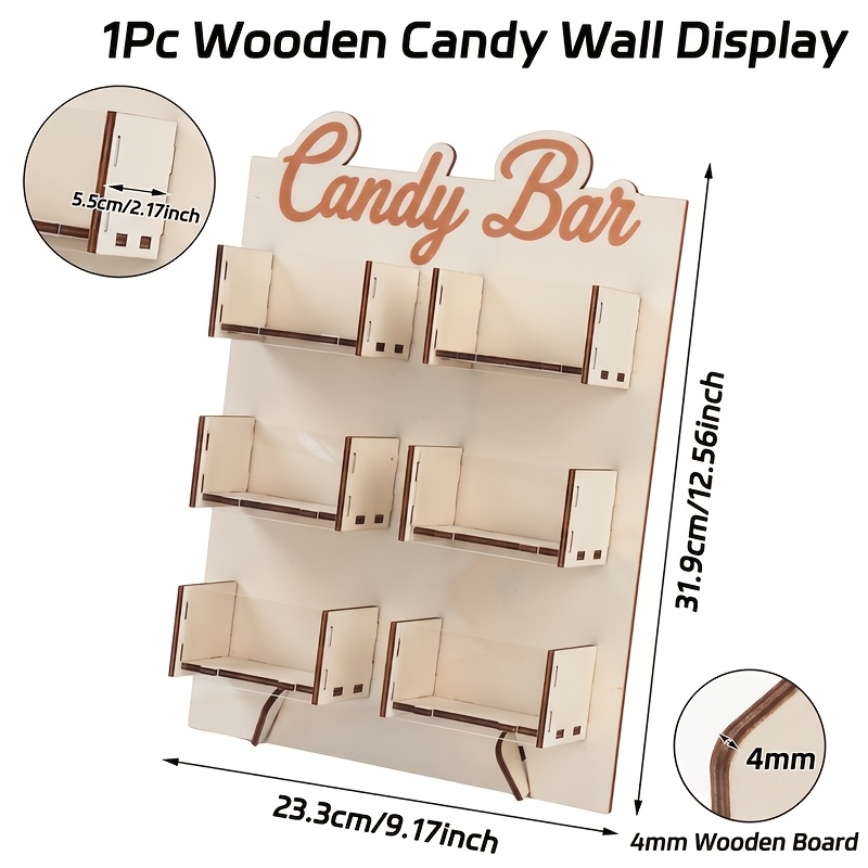 TEMU 1pc, Wooden Candy Wall Display, Shaped Snacks Candies Chocolates Display Rack, Birthday Party Decor, Baby Shower Party Supplies, Anniversary