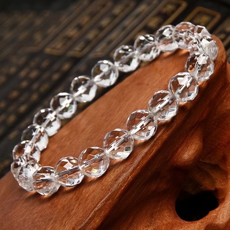 

Elegant 8mm Crystal Bead Bracelet, Pure & Cleansing Stone For Gifting And Home Decor, 64 , Round Beads