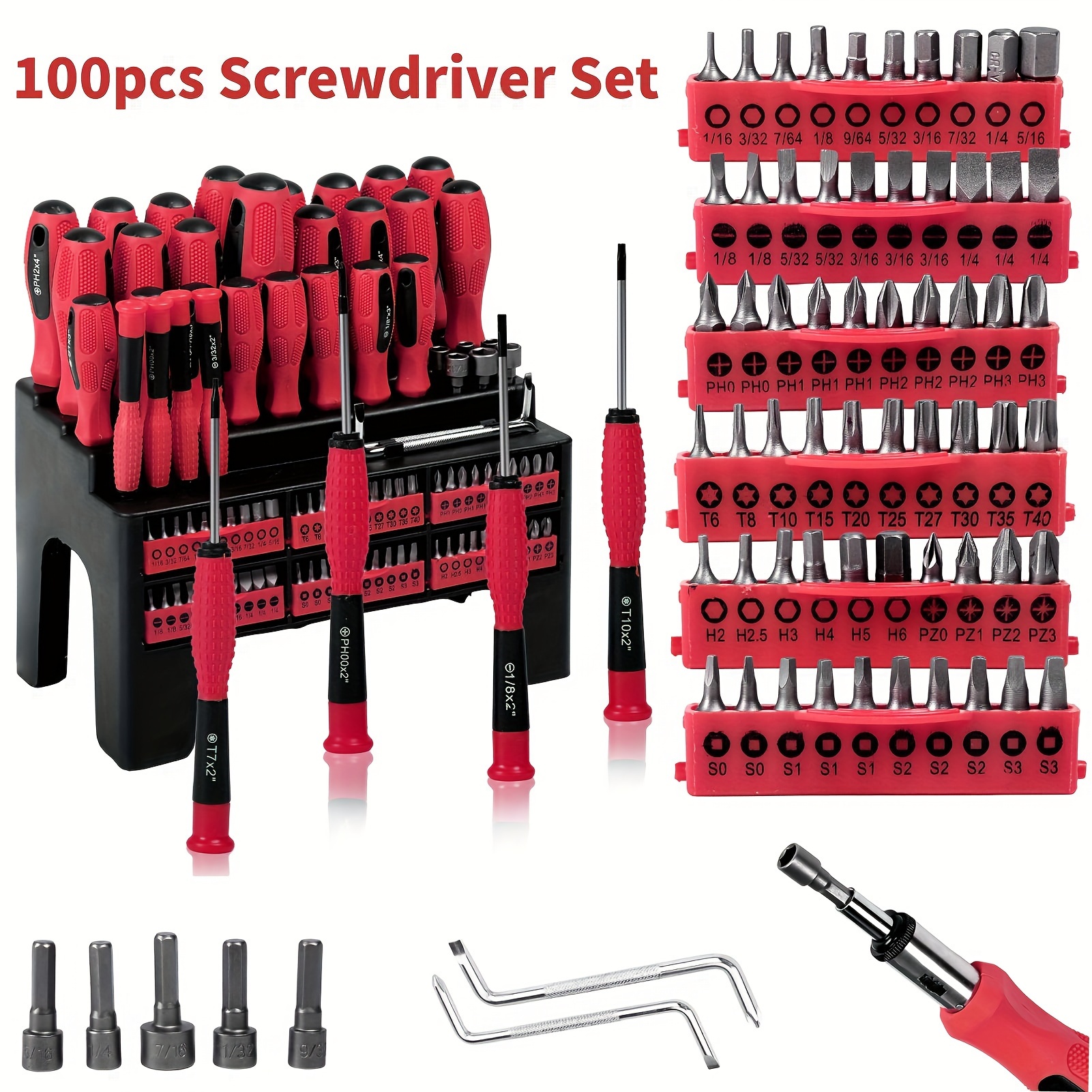 

Screwdriver Set - 100pcs Multifunctional W/stand Household
