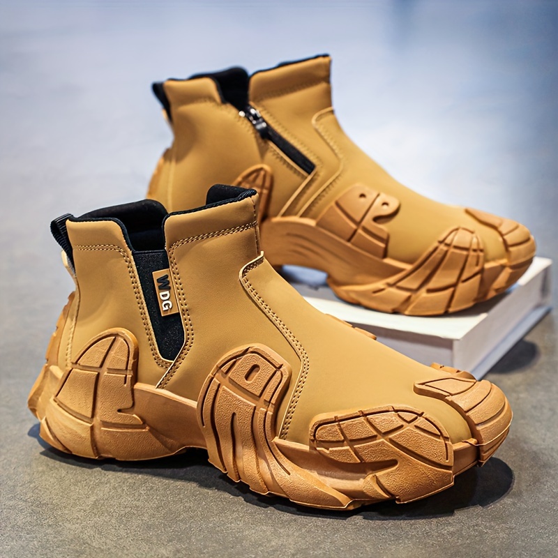 1 par de tenis casuales para hombre, estilo deportivo, corte medio, color sólido, para todas las estaciones, sin cordones, punta redonda, parte superior sintética, forro de tela, suela de PVC, plantilla de EVA, para correr y actividades al aire libre