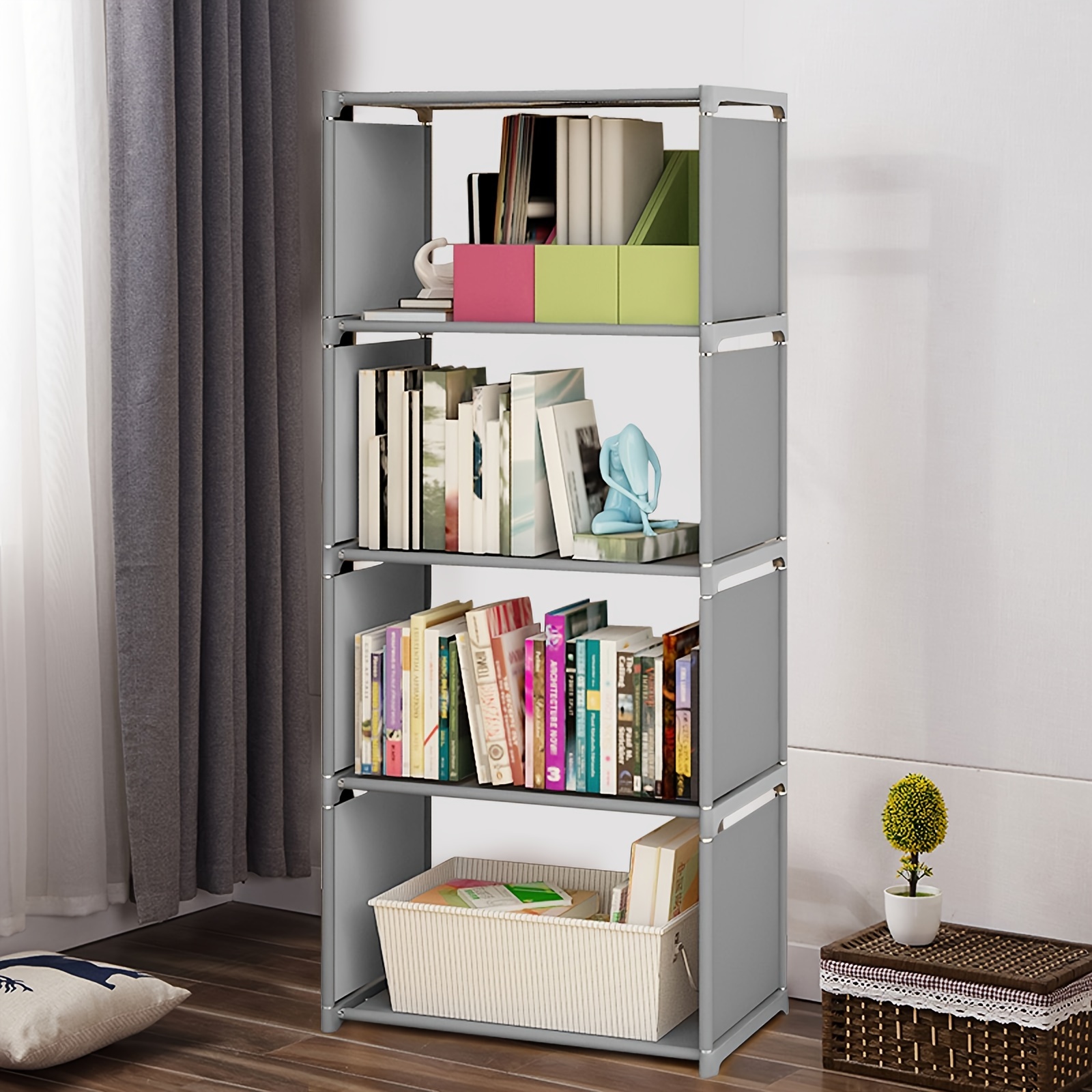 

4-tier Multipurpose Storage Organizer Shelf, Tiered Floor Mount Display Rack For Books, Clothes, And Accessories - No Golden Pipes, Shelves For Storage, Utility Racks