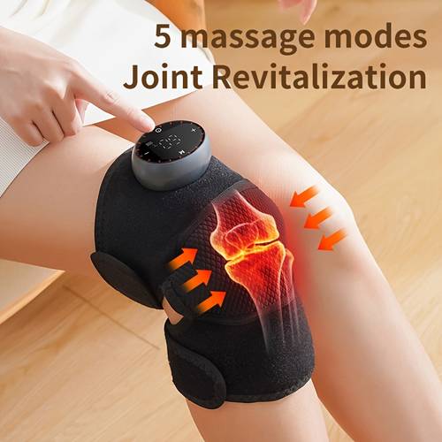 rechargeable knee massager with heat ideal for sedentary lifestyle and relaxation battery powered polyester material knee thermal knee