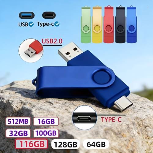 usb 2 0 type c usb flash drive otg storage disk with of 128gb 116gb 64gb 32gb 64gb and 512mb adopts a 2 in 1 high speed design