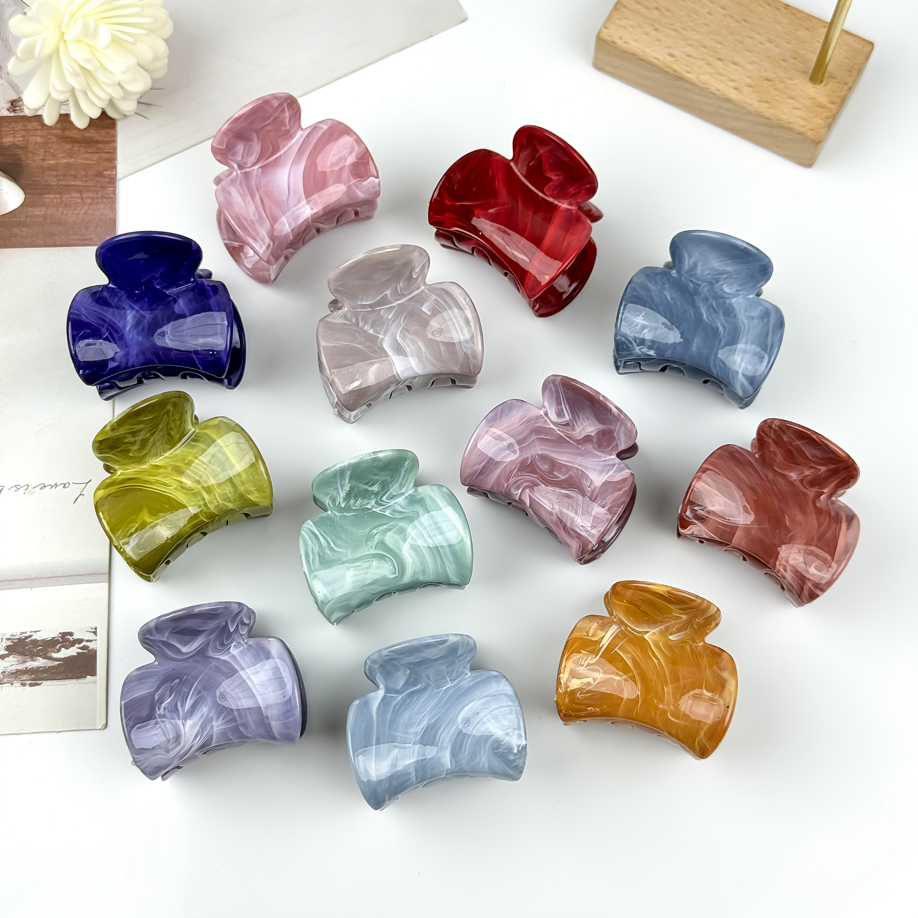 E-shop 12 Stk./6 Stk. Kleine Haarspangen, Morandi-Farbschema, Haarspangen-Set aus Kunststoff, geeignet für Pony und Styling, Foto-Requisiten, geeignet