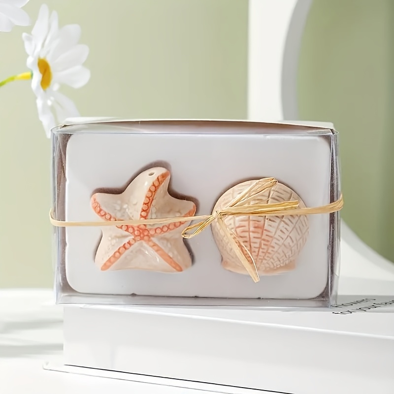 TEMU A Set Of Cute Cartoon Starfish Salt And Pepper Seasoning Jars, Creative Ceramic Christmas Gifts, High- Decoration Items, And For Picnics And
