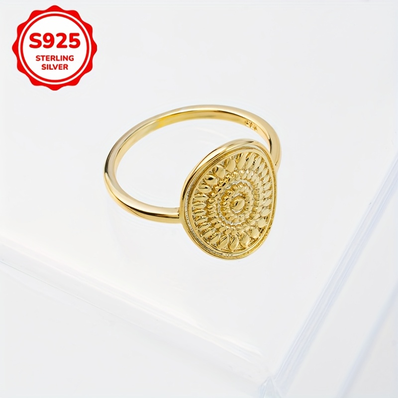 Sunflower Pattern 925 Sterling Silver Vintage Style Ring