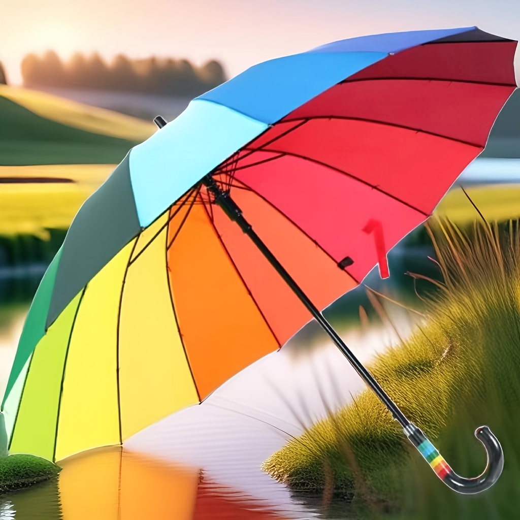Rainbow 16 Rib Umbrella, Reinforced Windproof Sunshade
