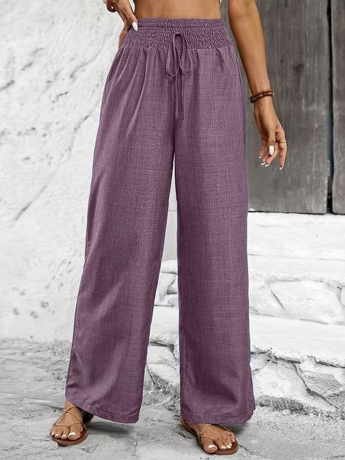 premium solid color twisted knot casual straight leg pants