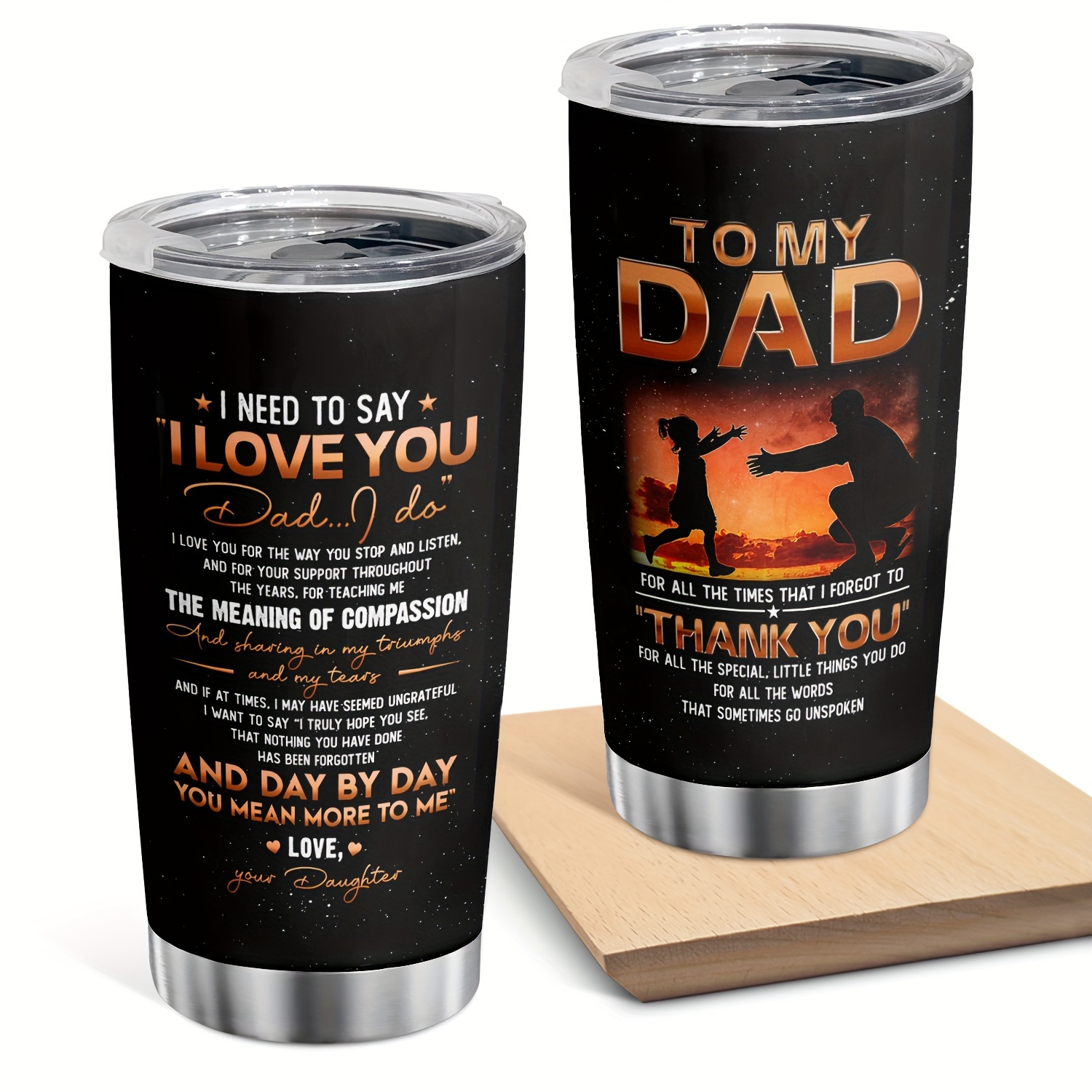 

1pc To My Dad Insulated Tumbler 20oz - Perfect Father's Day, Birthday, Christmas Gift From Daughter - Ideal For Men, New Dads, And Bonus Dads