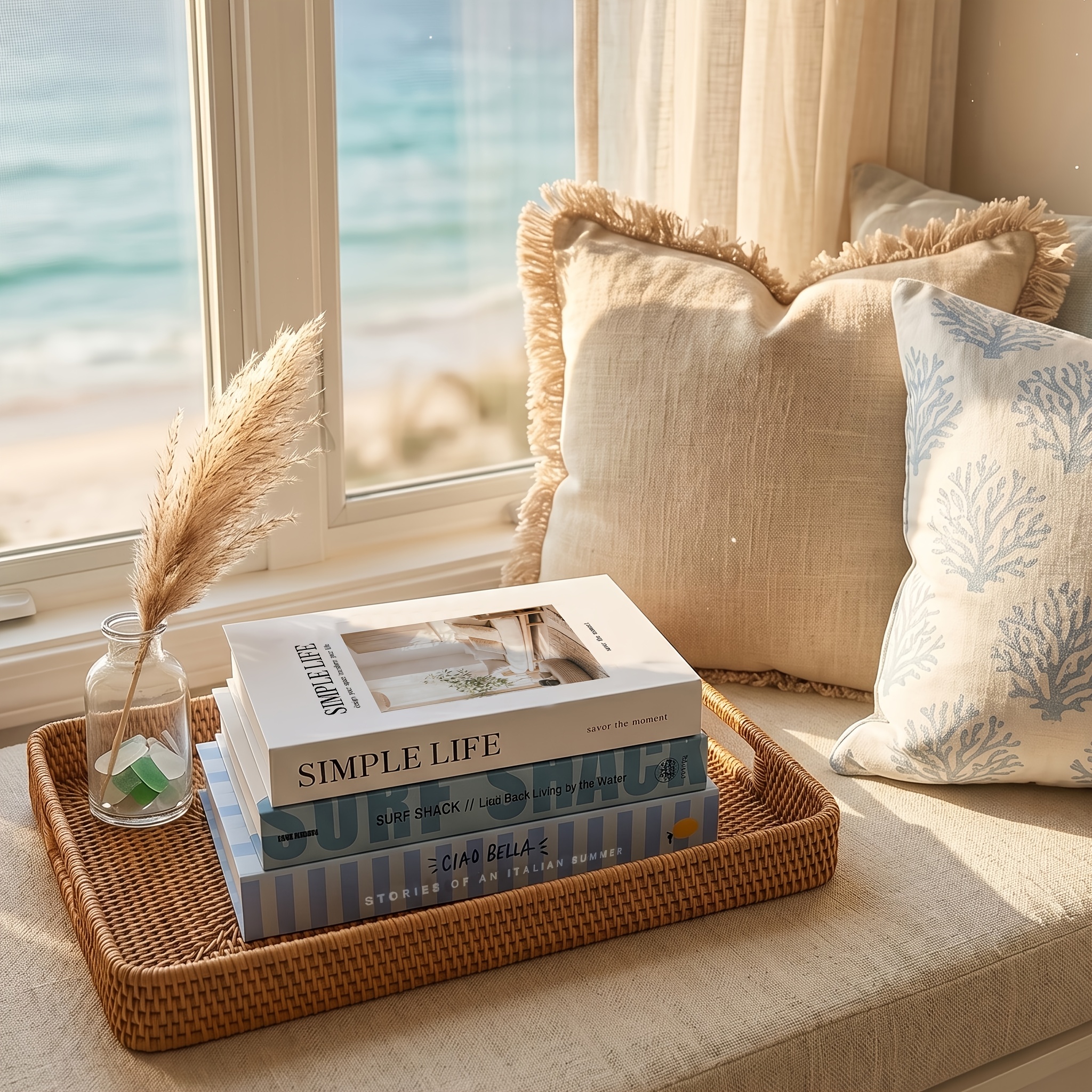TEMU 3pcs Ins Cream Nordic Minimalist Home Decor Boxes, Decorative Books, Coastal Bookends, Coffee Table Decorative Books, Fireplace And Window