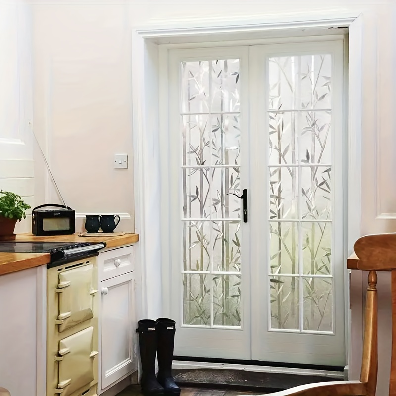 fensterfolie sichtschutzfolie fr - fenstertren, mattes bambusmuster, 90  cm, pvc, dekorative fensterfolie,stilvolle glasabdeckung,hochwertiger  klebstoff,langlebige pvc-folie,fenster-sichtschutzfolie,abnehmbare  fensterabdeckung,gewerbliche fensterfolie ...