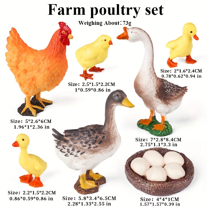 Image of Farm Life Poultry Chicken Duck Goose Family Set, Simulated Farm Scene Ornament, Garden Potted Decoration, Science And Development