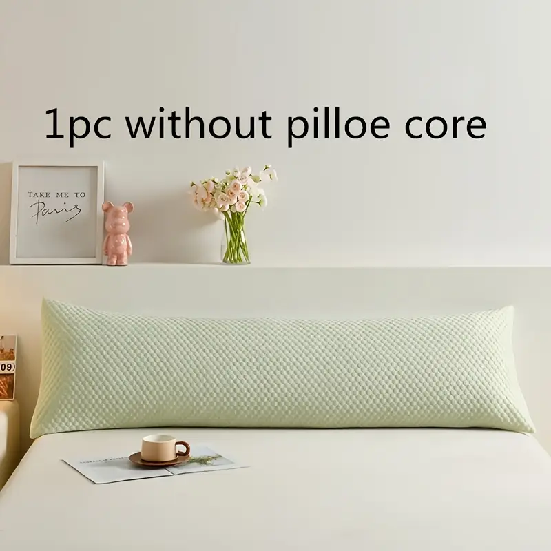1pc light blue long pillowcase for couples cooling ice bean technology 350g heavyweight fabric no pillow core included cooling pillowcase quilted texture breathable fabric Product details 4
