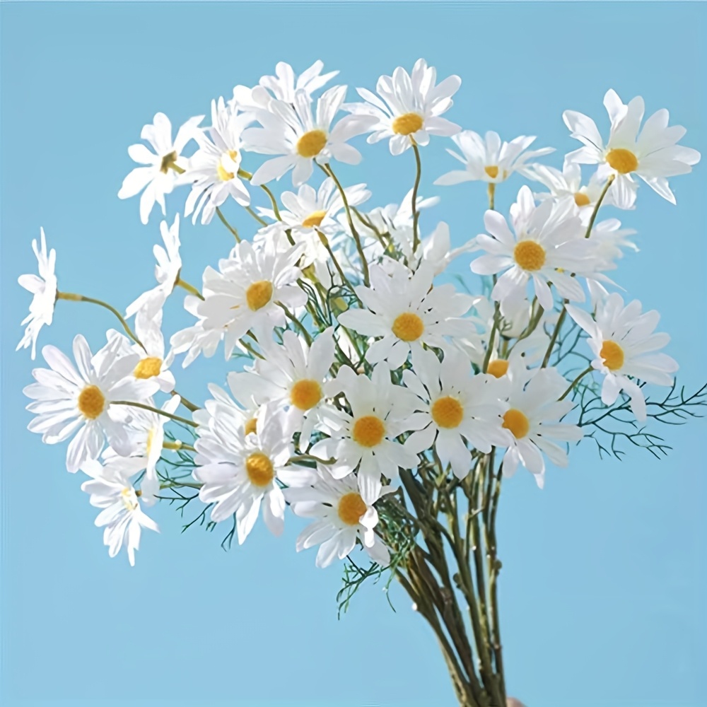 Image of 3 Bundles Artificial Flowers Artificial Daisy Flowers Outdoor Fake Wildflowers With Stems Faux Greenery Shrubs Plants Arrangements For Wedding Decoration Home Decoration