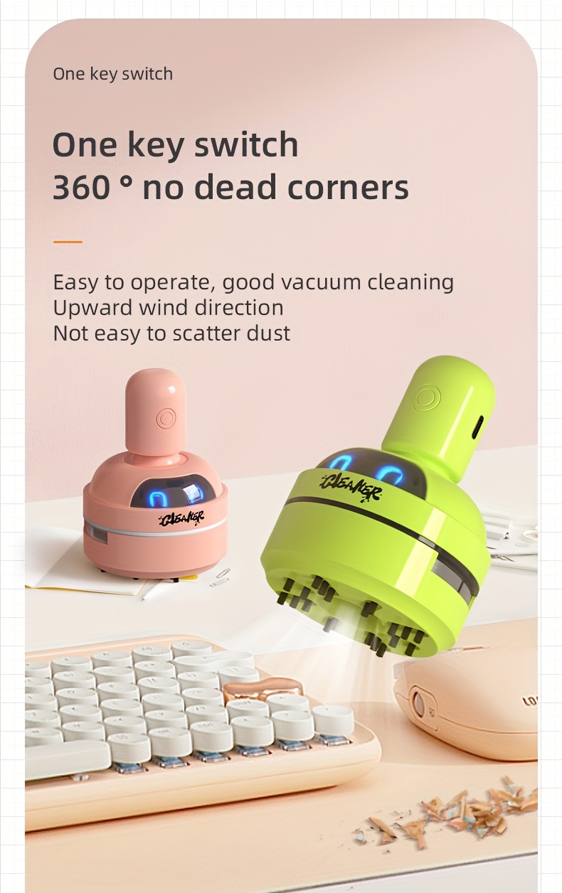 electric mini vacuum cleaner with usb charging rechargeable battery compact desktop cleaner for office   durable plastic no power needed     suction Product details 2