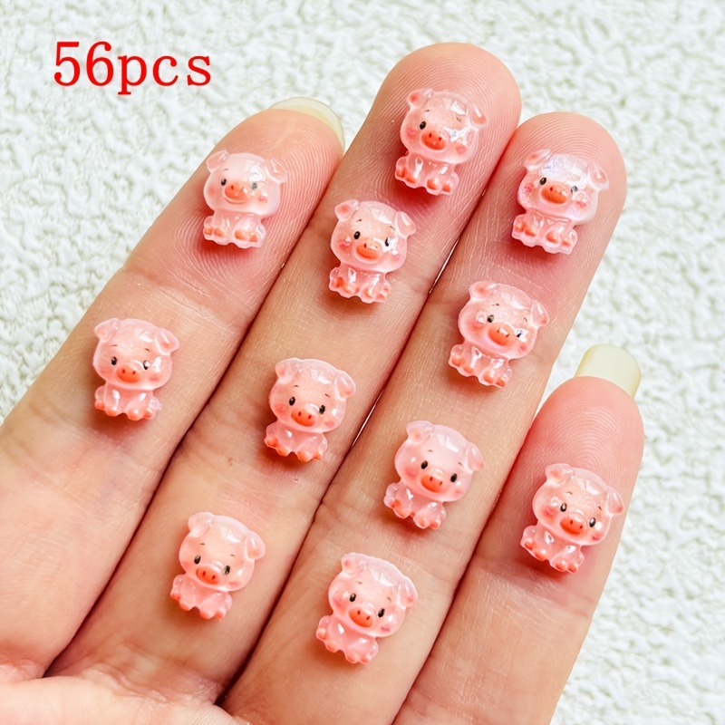 Image of 23/56 Cute Pig For Nail Art Pieces, Resin Small And Multifunctional Rhinestone Jewelry, Suitable For Nail Art, Animal Themes, Jewelry Making, And For Nail Art Additions