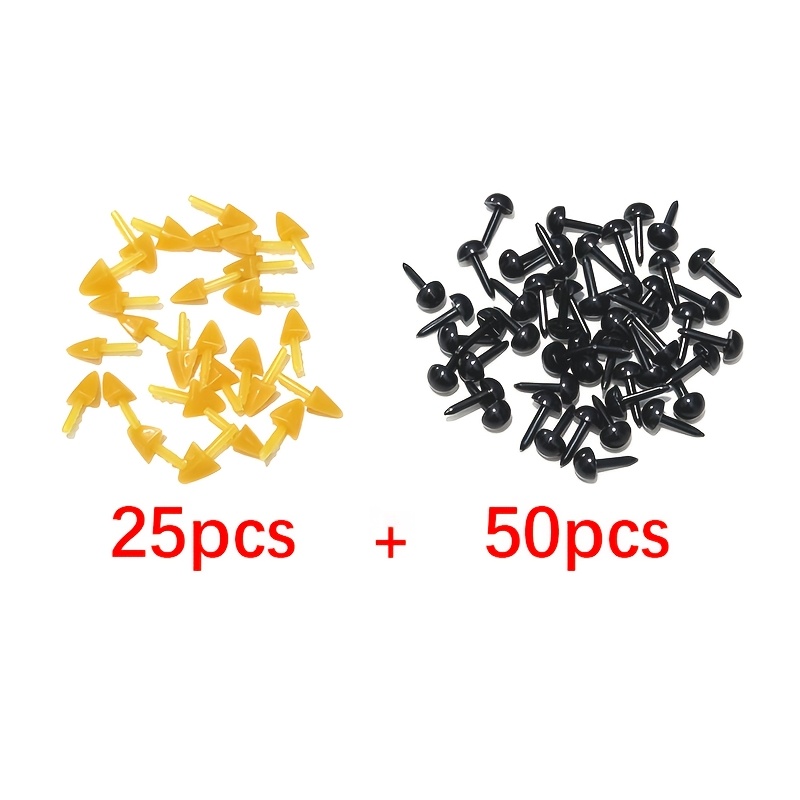 TEMU 75 piezas de ojos de manualidades mini negros y accesorios de pico - Pequeños componentes decorativos de plástico para proyectos de costura y
