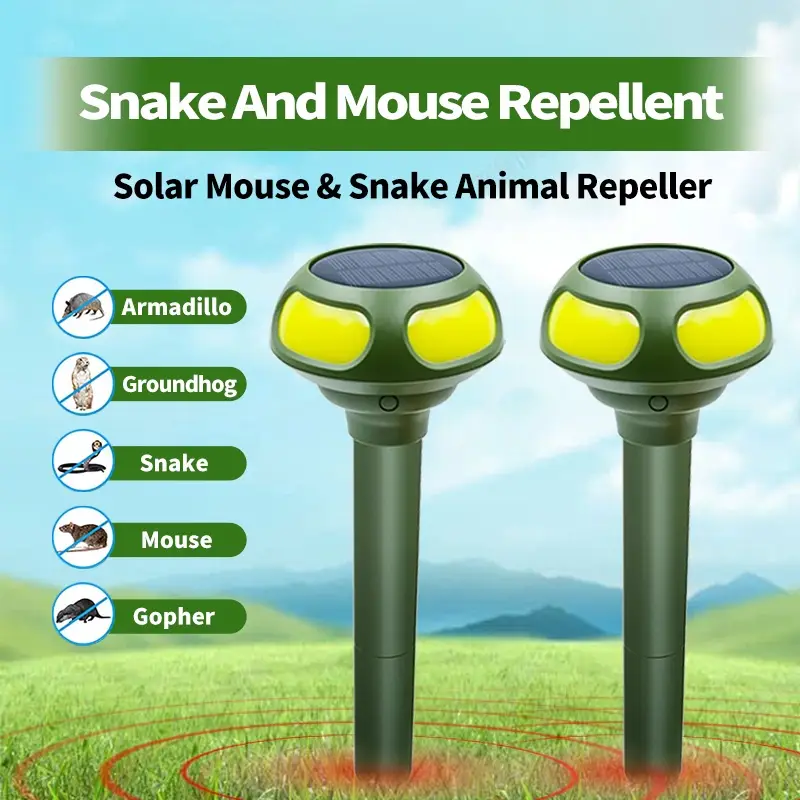 2 packs solar powered snake repellent suitable for outdoor courtyards it can drive away mice and cats squirrels rabbits raccoons and details 2