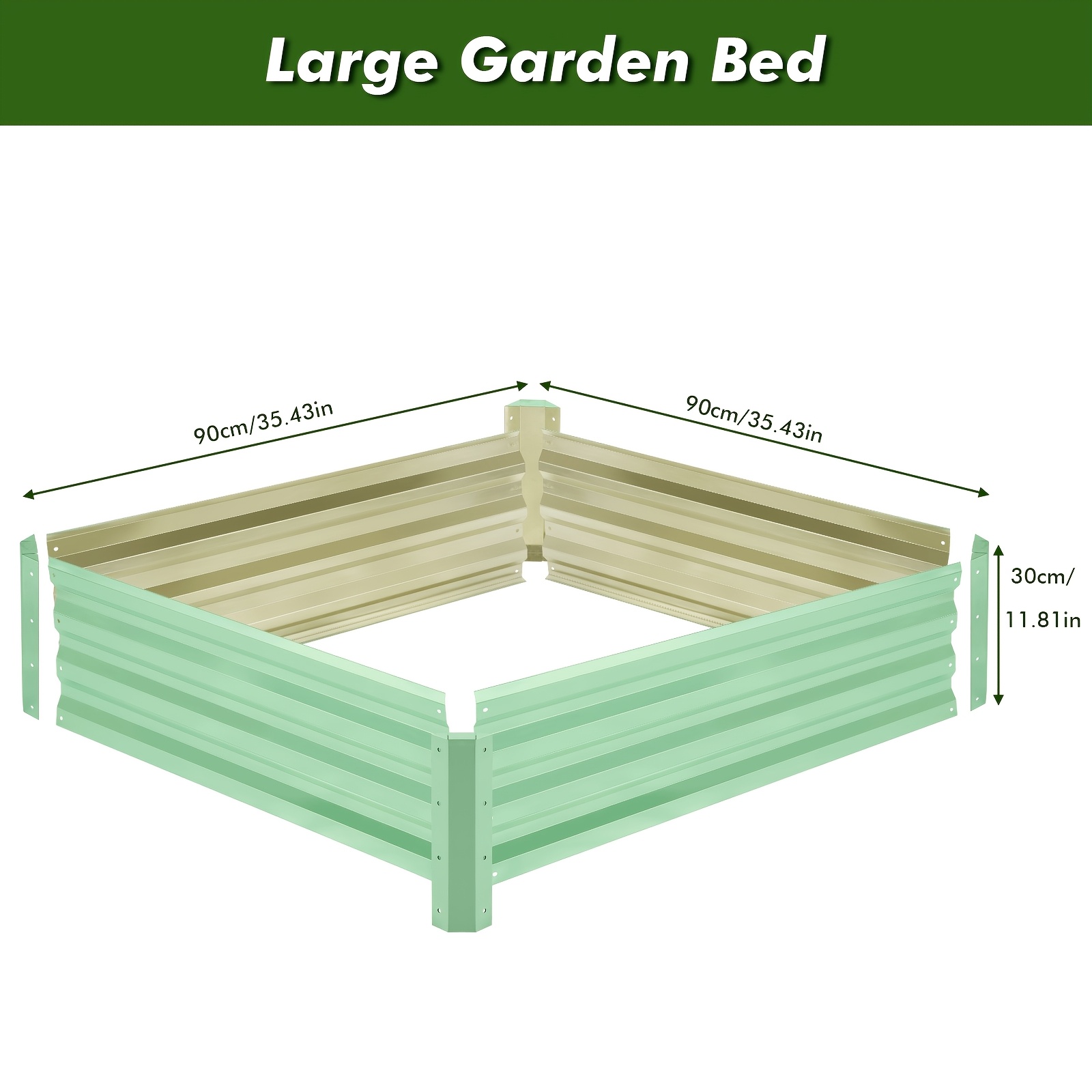 1pack Raised Garden Bed Kit - Planter Box For Vegetables, Fruits, Flowers | Adjustable, Easy Assembly, Rust Resistant, Square Shape, Powder Coated