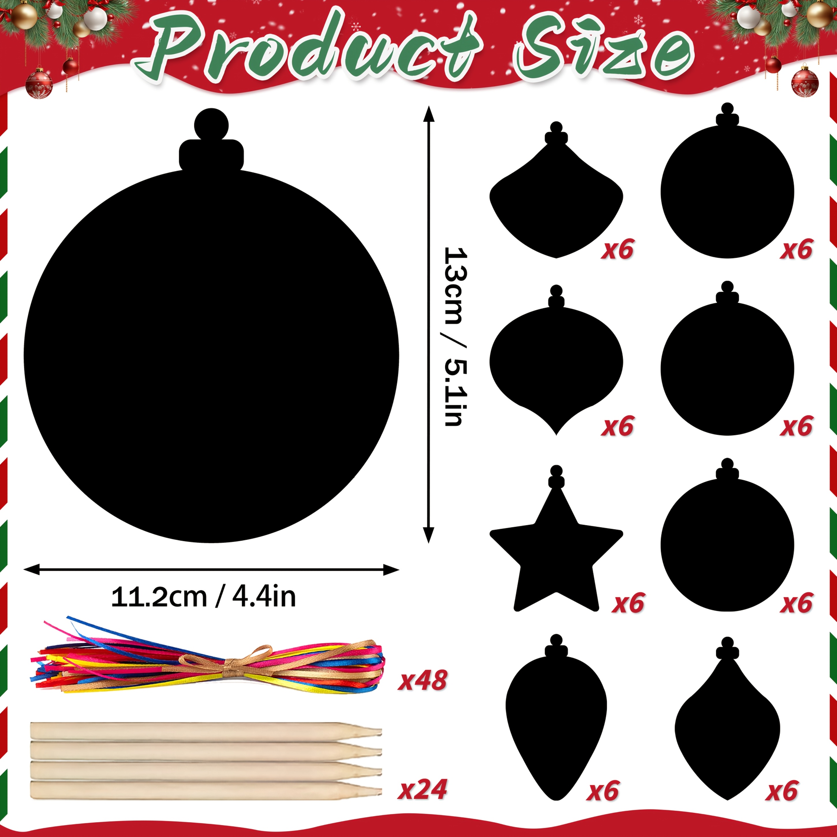 Image of 24/48pcs Christmas Light Theme Ornament Paper Diy Christmas Ornaments Magic Paper For Winter Xmas Home Classroom Diy Activities