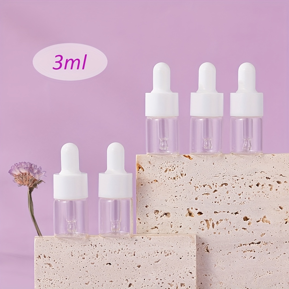 5pcs (5-Vial) Leakproof, Glass Dropper Bottles with Precise Empty  Sample Vials for Essential Oils, Perfume, Cosmetics Travel
