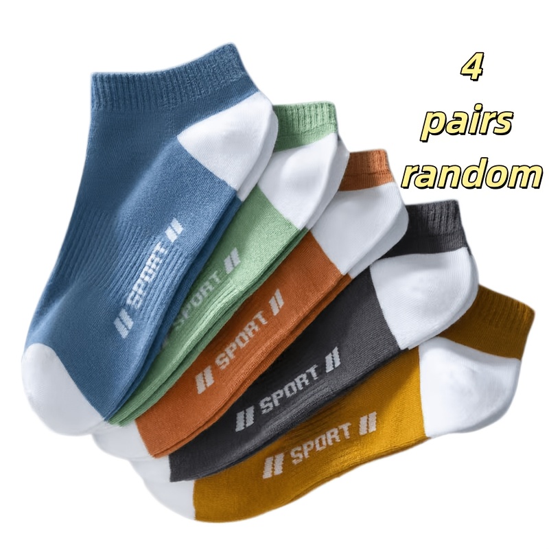 TEMU Random 4 Pairs Of Men's Short Socks Mixed Colors, Men's Deodorizing Sweat-absorbing Short Tube Socks Summer Thin Low-cut Shallow Mouth Invisible