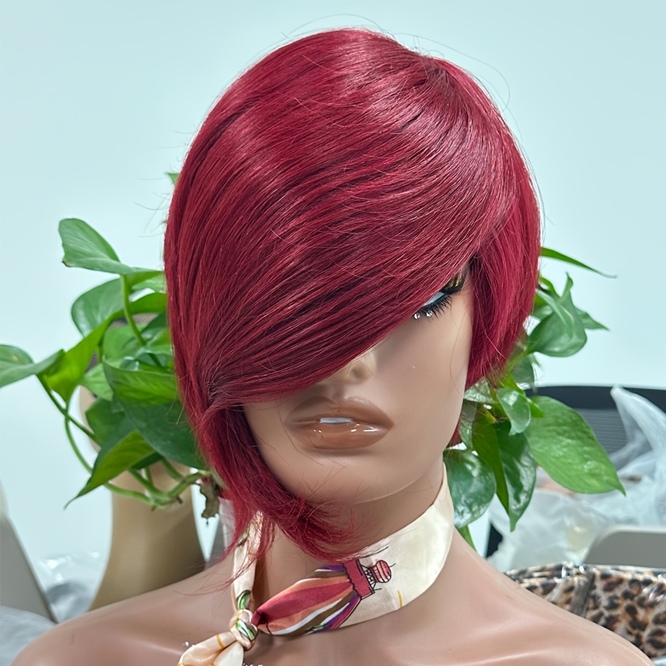 TEMU Short Cut Wig With Bangs 8 Inch Straight Layered Wigs Throw On And Go Glueless Wigs For Women Daily Party Wig