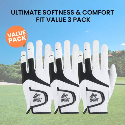 mens golf gloves for hand set of 3 made from high quality pu with all weather grip for performance breathable and comfortable perfect gift for him