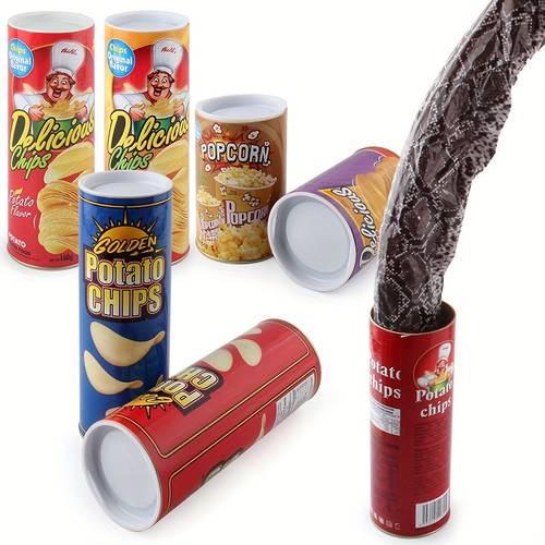 prank spielzeug chip schlangen eimer - echtes chip can snake design - für streiche, party deko, geburtstags , valentinstag und mehr witzige geschenke, zum angst einjagen und streichen