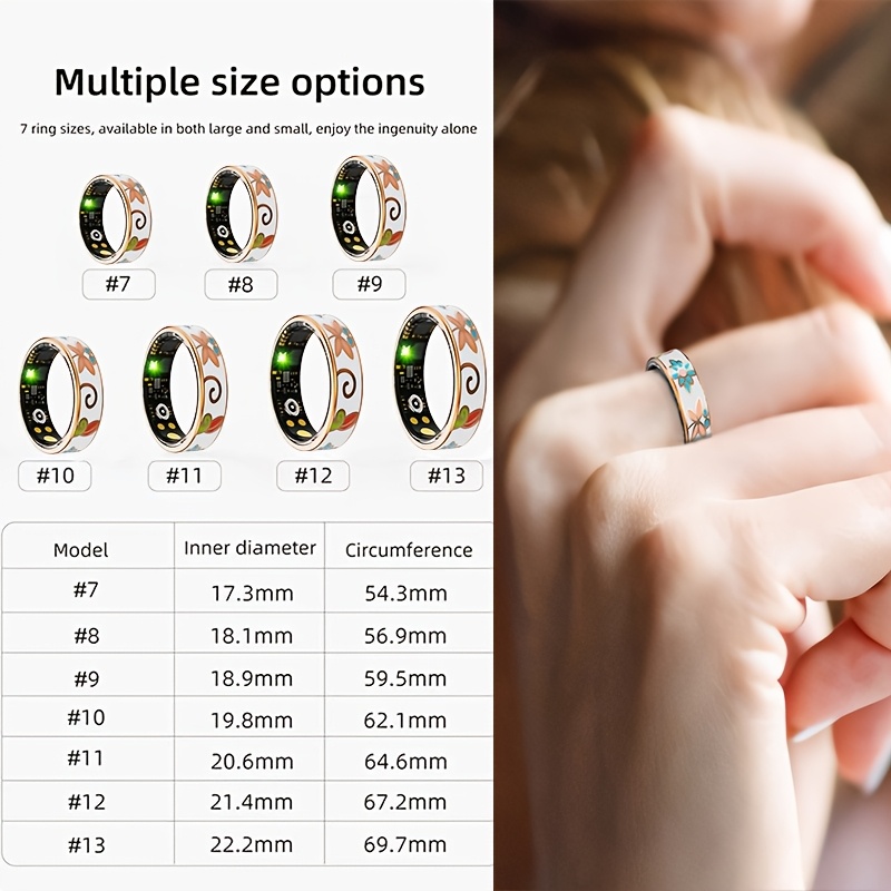 womens smart ring fitness sleep   with step distance calorie monitoring multiple sports   crystal charging case magnetic usb c charging fashionable engraving design high quality compatible with ios   perfect gift for women fitness tracking accessory elegant accessory durable touchscreen Product details 4