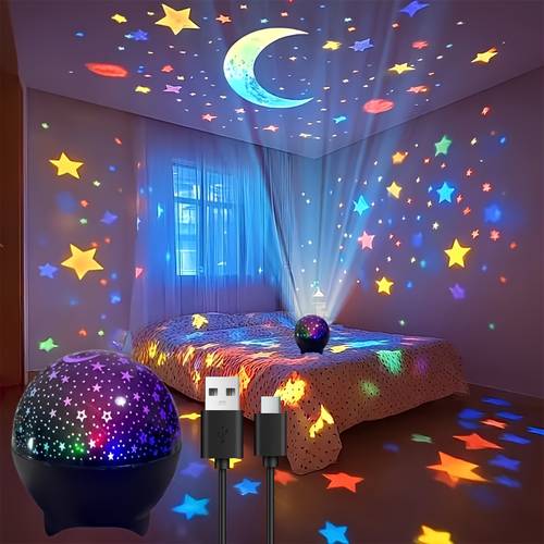 fantasy theme colorful star projector light set tabletop lamp for living room bedroom valentines day easter decor