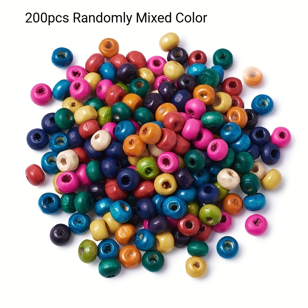 Image of 200pcs Mixed Color Rondelle Wood Beads, Dyed, About 5.5mm Wide, 4mm High, Hole: 1.5mm, For Making