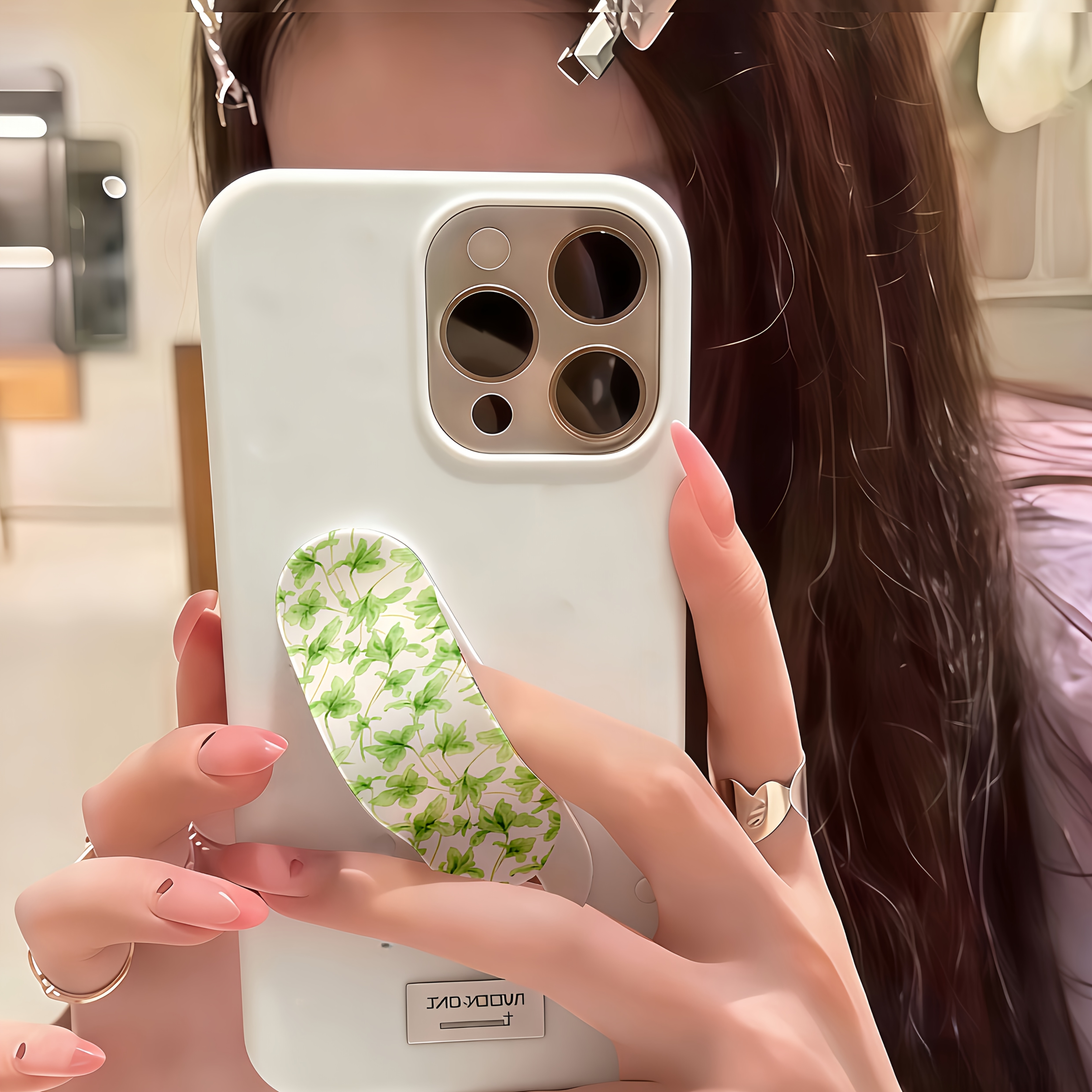 Aqua Vine Shadow Design Sticky Note-Compatible Phone Holder