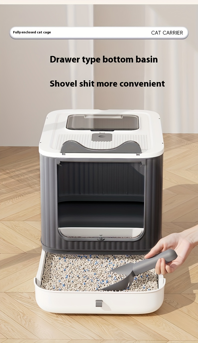 BRAIDOL XL/XXL Caja de Arena para Gatos Cerrada con Sistema de Control de Olores, Cajón de Fácil Limpieza y Cubierta Antisalpicaduras - Caja de Arena Resistente Adecuada para Hogares con Múltiples Gatos, Gatos Grandes y Mascotas con Sobrepeso - Recinto Duradero con Ventilación y Pala Gratis