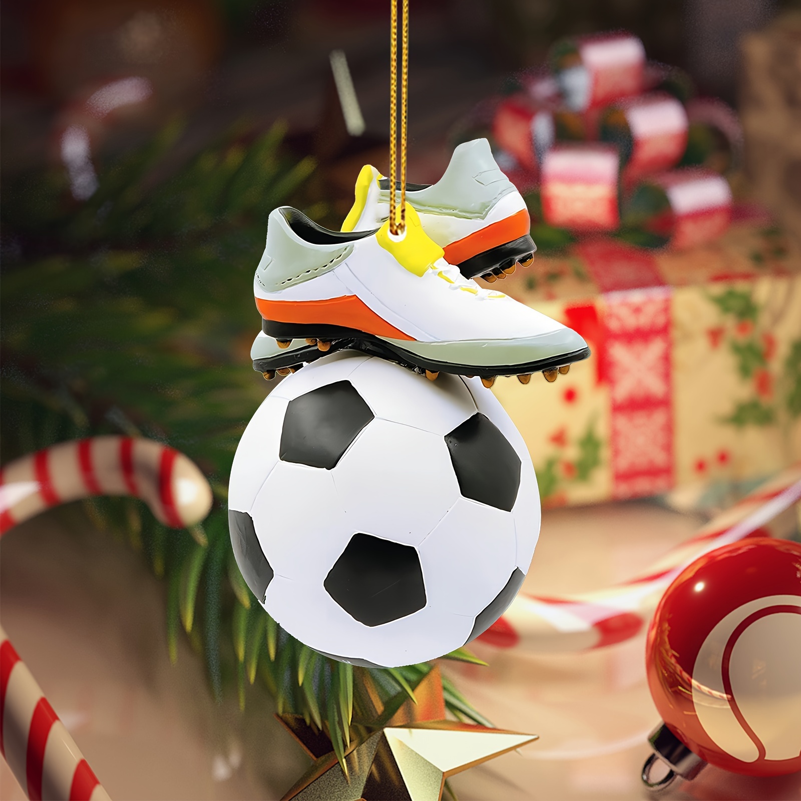 

Soccer & Shoe Acrylic Christmas Ornament - Perfect Gift For Football Fans, Classic Style Home Decor