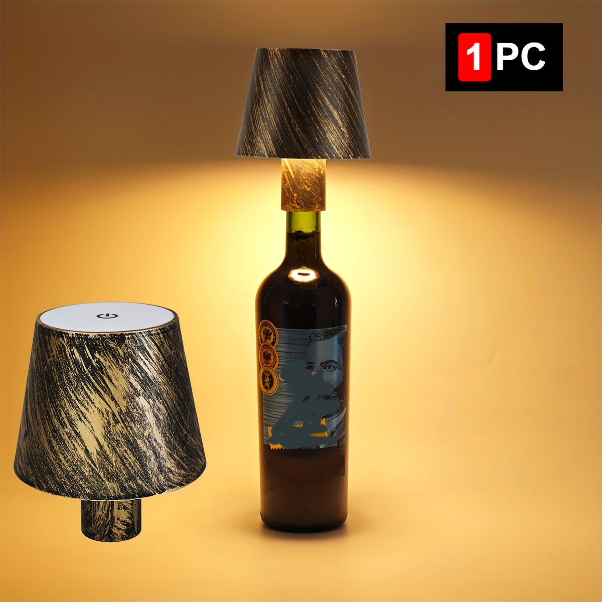Control Dimmable Wireless Bottle Lamp - 1800mah Rechargeable Led Table Light With Wine Bottle/shade, Portable Plug-in For, Bar, Restaurant (touch, Dimmer,)