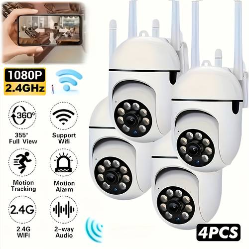 black friday 4er-pack 1080p nachtsichtkamera, 2,4 ghz wlan für überwachungskamera, alarm push, 360° ptz überwachungskamera, intelligente bewegungserkennung, zwei-wege-audio multifunktions-kamera, für heimüberwachungskameras