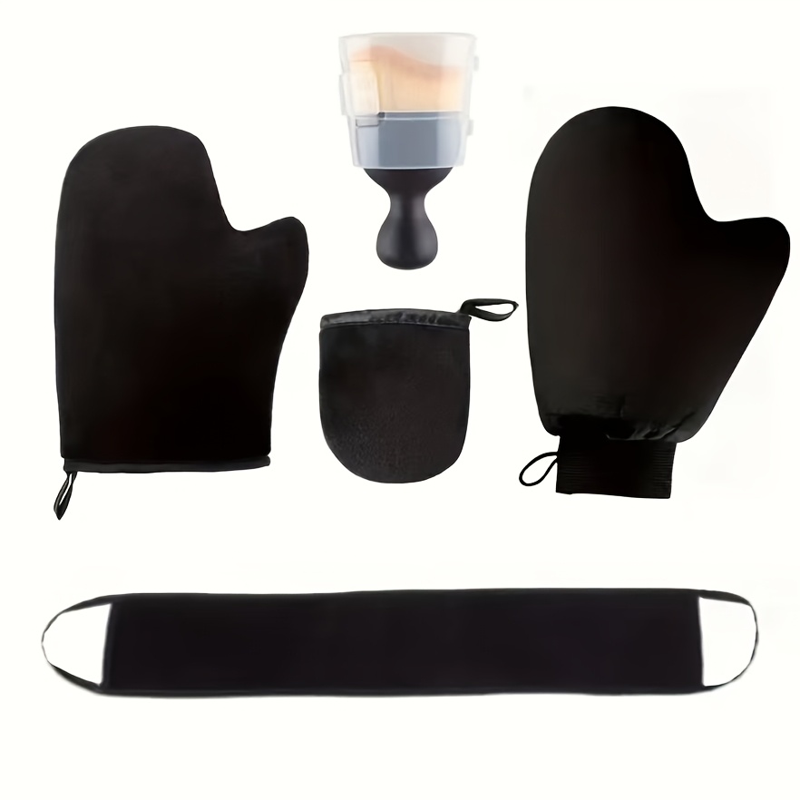 E-shop 5-teiliges Selbstbräunungs-Handschuh- und Applikator-Set | Inklusive Peelinghandschuhe und Applikator für Rückenlotion, mit