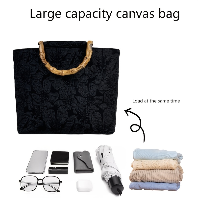 E-shop Eine minimalistische Bambus-Leinenhandtasche mit großem Fassungsvermögen, Handtaschen-Design und fixiertem Schultergurt, geeignet für