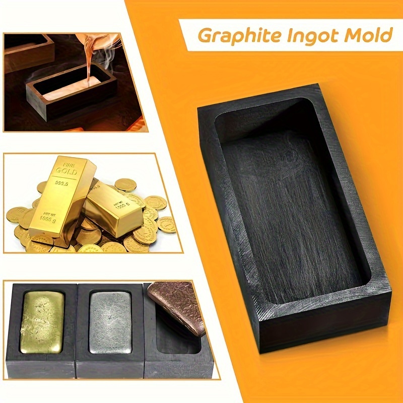 

1pc High Purity High Density Graphite Ingot Mold, Crucible For Gold Silver Metal Melting Casting Refining, Jewelry Making Supplies - Durable And Heat Resistant