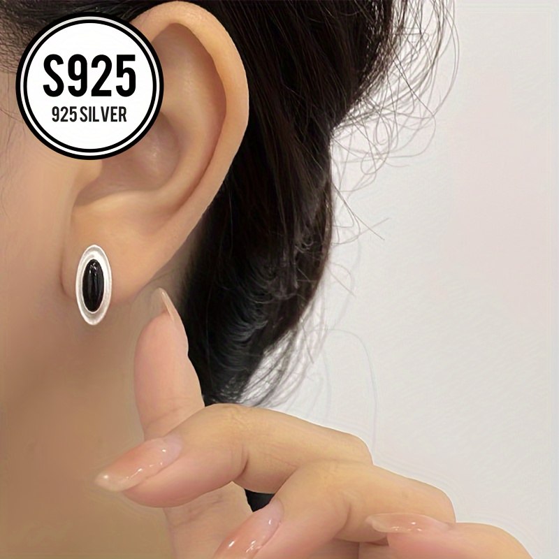 Hypoallergenic Oval Stud Earrings Matte Earrings Women's Gift