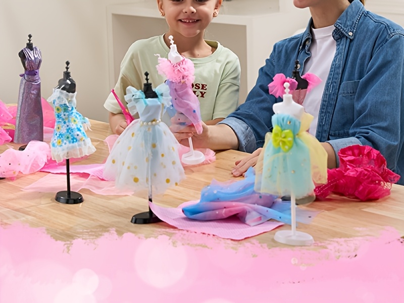 400+ peças de  sanato de design de moda para crianças |   e  sanato, kits de costura com 3 manequins para meninas com 8+  , presentes de aniversário de  , brinquedos de desenvolvimento para crianças, material de poliéster, cores misturadas detalhes 4