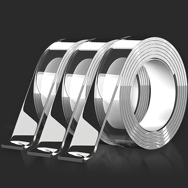 TEMU 3 Rolls 29.52 Feet Heavy-duty Double-sided Nano Tape - Reusable, , Ultra-sticky Adhesive, Suitable For Christmas Decorations, Crafts And Home