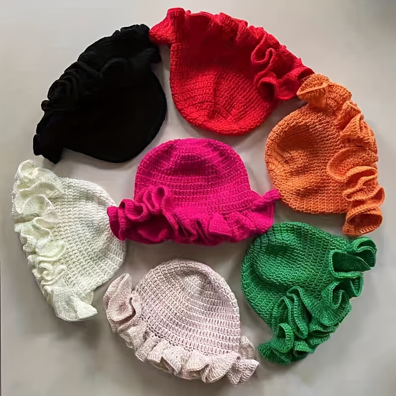 

Chapeau seau à volants au crochet pour femmes - pour Noël - Lavage à ou - Convient pour la pêche - Respirant - Fermeture à interrupteur - Fabriqué en polyester - des fêtes