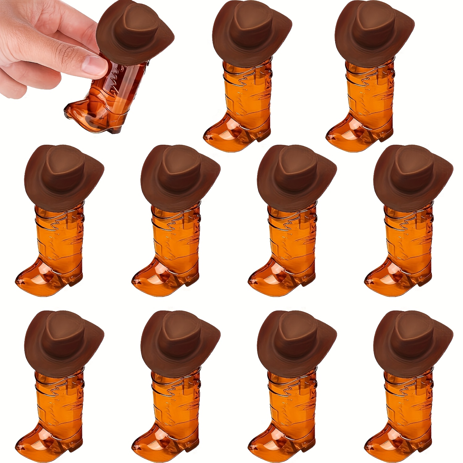 TEMU 20pcs Mini Cowboy Boot Set, 10 Mini Cowboy Boot Set- Plastic Party For Western Themed Events And 10 Mini Western Cowboy Cowboy Hat,cowboy Themed